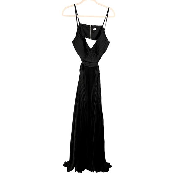 NWOT Lulus Got the Glam Black Pleated Cutout Event Party Elegant Maxi Dress L - Picture 3 of 8